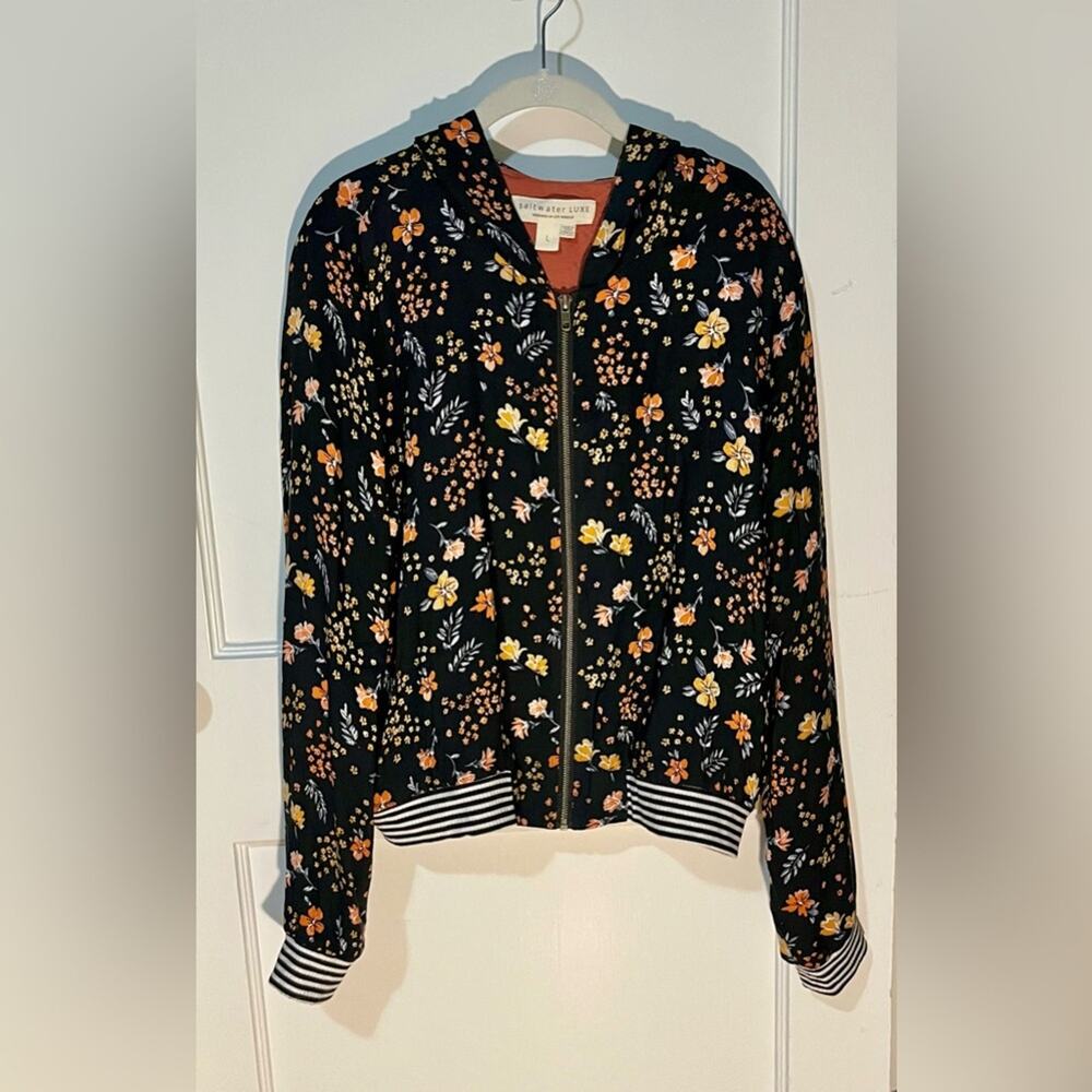 Saltwater LUXE Black Floral Bomber Jacket